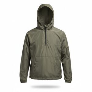 Independent Trading Co Olive Green Hooded Anorak Windbreaker Jacket 2XL